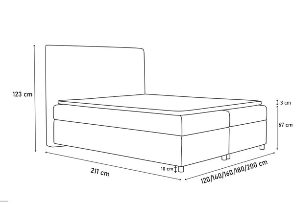 Čalúnená postel MONA + úložný priestor + topper - ROZMEROVKA - 1