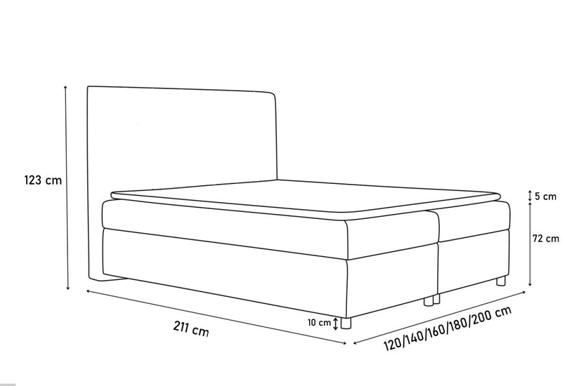 Čalúnená posteľ GUN + úložný priestor + topper - ROZMEROVKA - 1