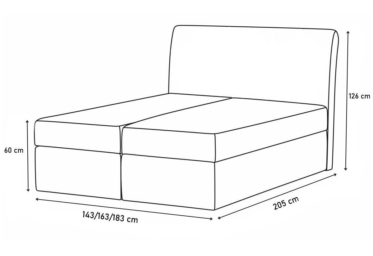 Čalúnená posteľ boxspring ELBA + úložný priestor + topper - ROZMEROVKA - 1