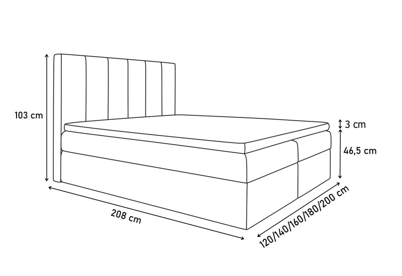 Čalúnená posteľ CLAUDIA + úložný priestor + topper - ROZMEROVKA - 1