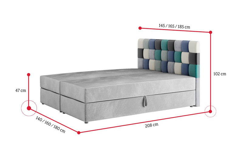 Čalúnená posteľ boxspring APPLE + úložný priestor + matrac + rošt - ROZMEROVKA - 2