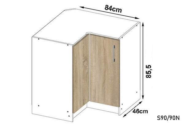 Kuchynská skrinka dolná rohová SALTO - ROZMEROVKA - 1