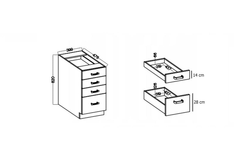 Kuchynská skrinka dolná ALBERTA 40D 4S - ROZMEROVKA - 1