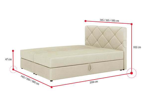 Čalúnená posteľ boxspring SCARLETT + úložný priestor + topper - ROZMEROVKA - 2