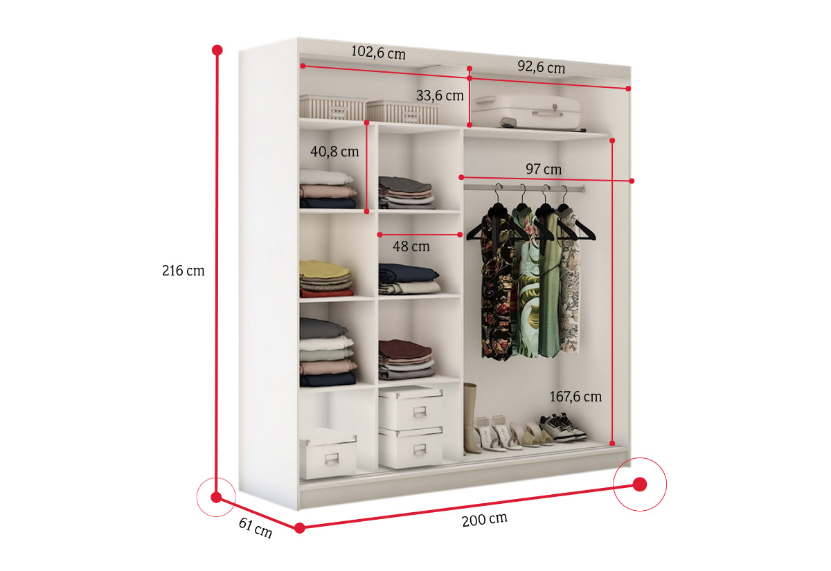 Skriňa s posuvnými dverami a zrkadlom IRINA - ROZMEROVKA - 2