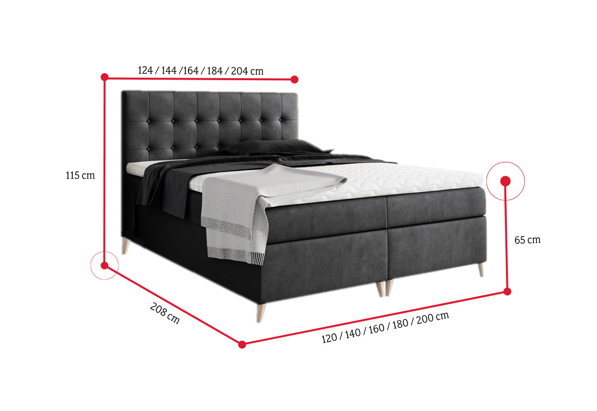 Čalúnená posteľ boxspring GLORIA + úložný priestor + topper - ROZMEROVKA - 2