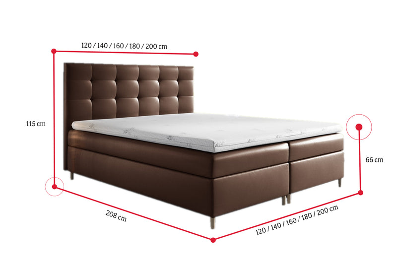 Čalúnená posteľ boxspring MARIANA + úložný prostor + topper - ROZMEROVKA - 2