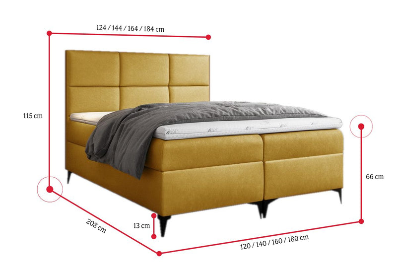 Čalúnená posteľ boxspring GRETA + úložný priestor + topper - ROZMEROVKA - 2