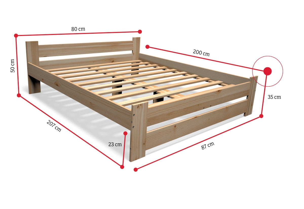 Posteľ z masívu STUDENT + matrac + rošt ZADARMO, 80x200 cm - ROZMEROVKA - 2