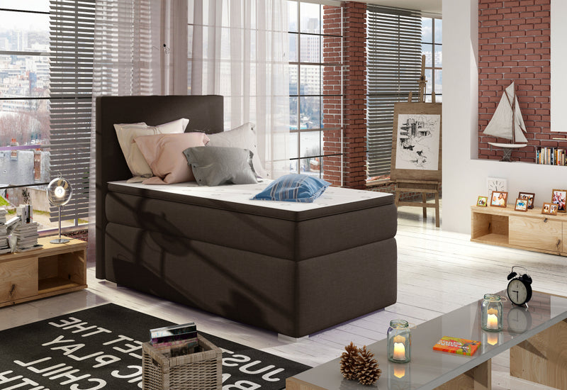 Čalúnená posteľ boxspring CORELA, 90x200, sawana 26, levá -  - 0