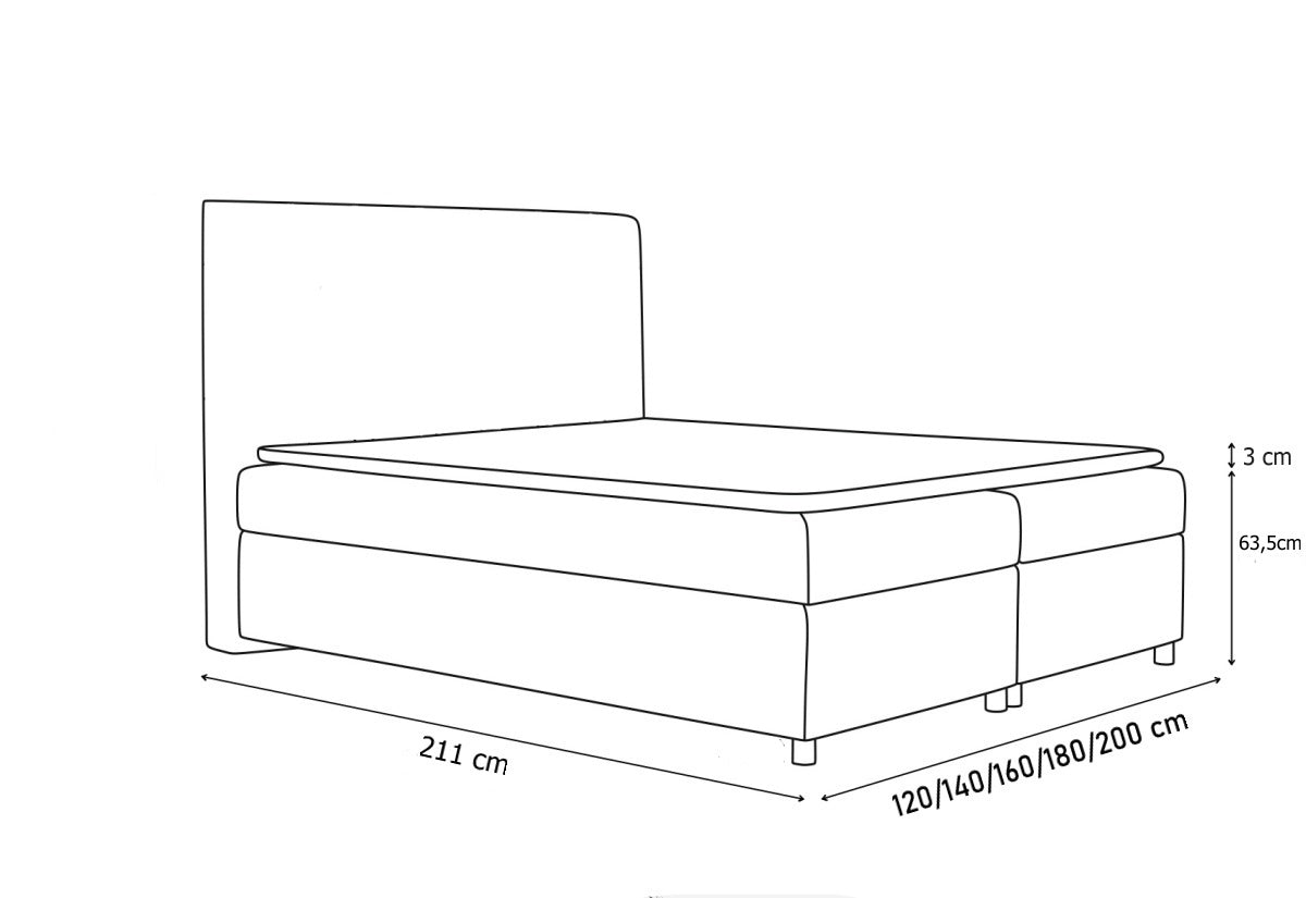 Čalúnená posteľ boxspring WOLF + topper - ROZMEROVKA - 1