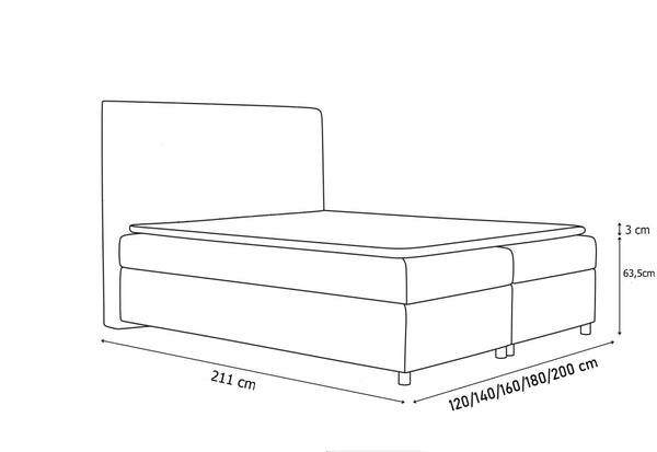 Čalúnená posteľ boxspring WOLF + topper - ROZMEROVKA - 1