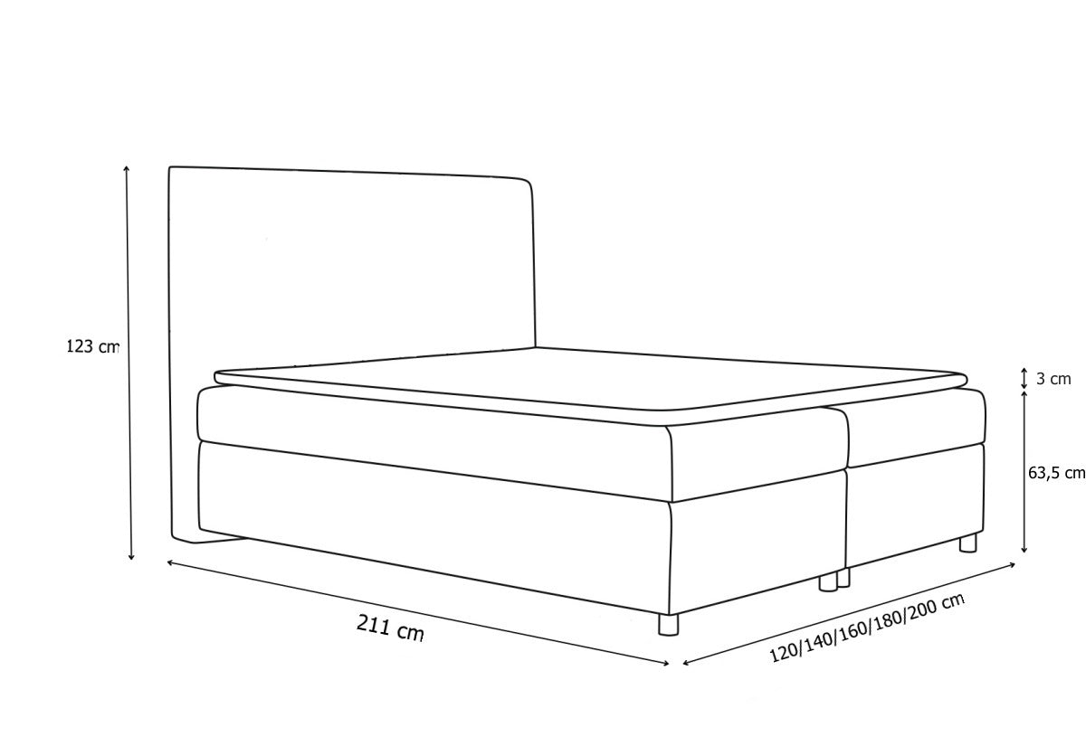 Čalúnená posteľ boxspring VIOLIN + topper - ROZMEROVKA - 1