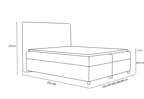 Čalúnená posteľ boxspring VIOLIN + topper - ROZMEROVKA - 1