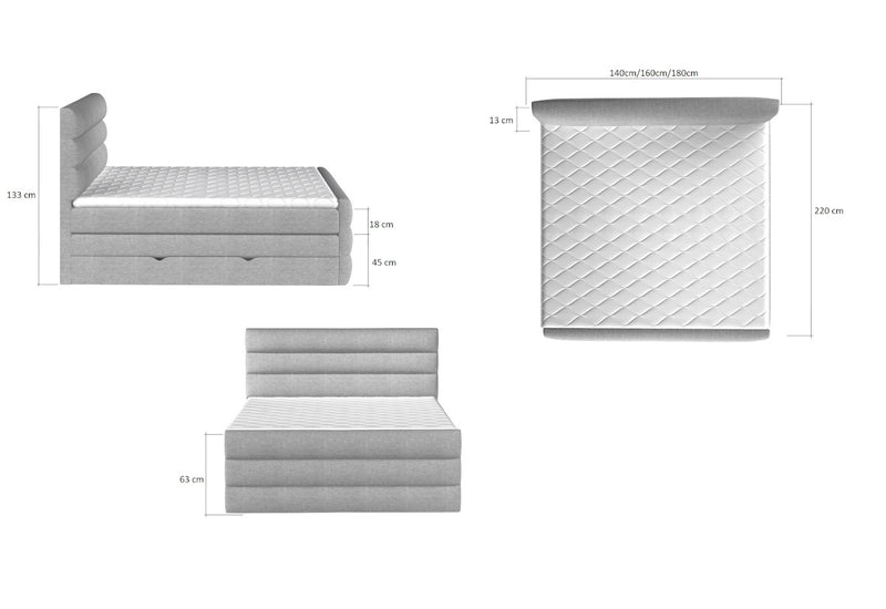 Čalúnená posteľ boxspring CARAMELLA + topper - ROZMEROVKA - 1