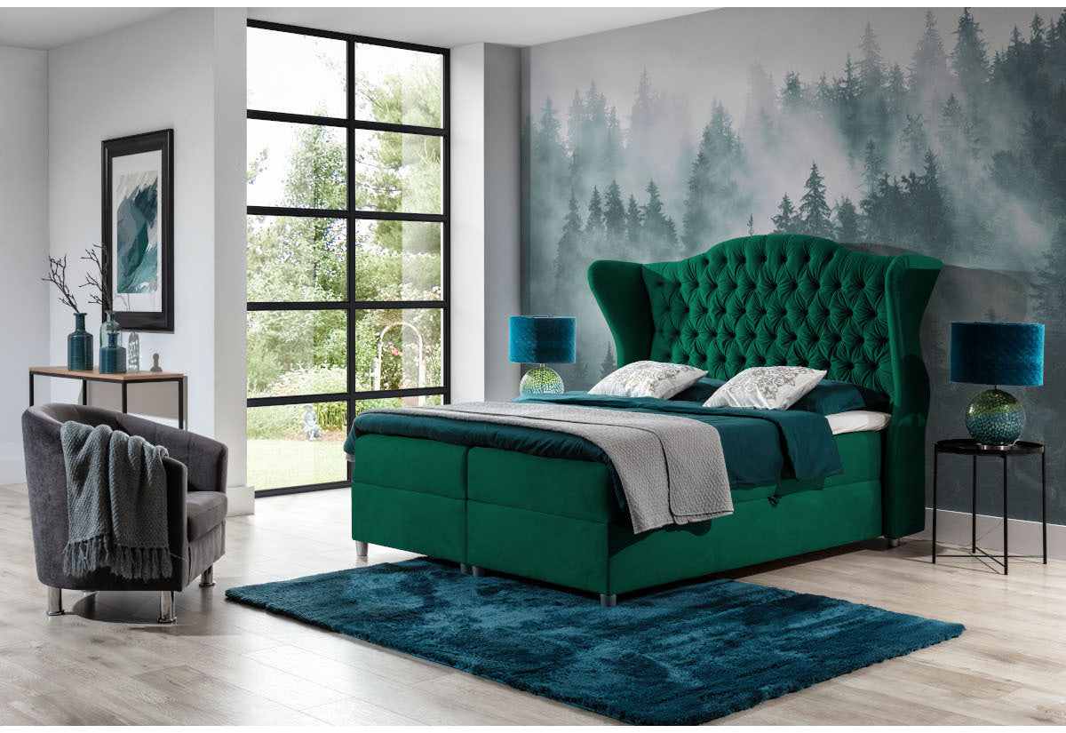 Čalúnená posteľ boxspring CLAUDIE + topper - ARANZ - 1