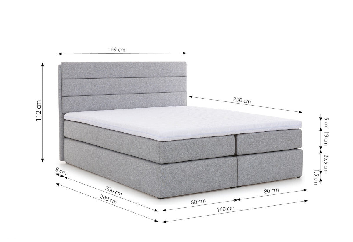 Čalúnená posteľ boxspring PRIMERA + topper - ROZMEROVKA - 1