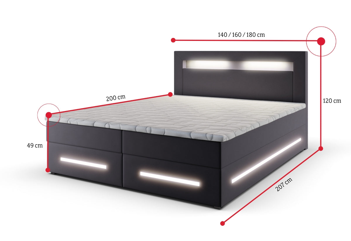 Čalúnená posteľ boxspring MINOR + topper - ROZMEROVKA - 2