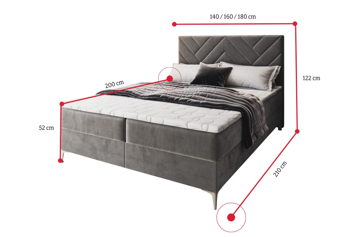 Čalúnená posteľ boxspring ROKOS + topper - ROZMEROVKA - 2