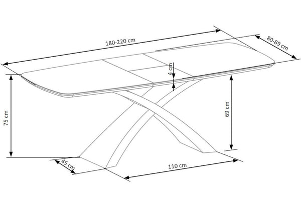 Rozkladací jedálenský stôl VISTO - ROZMEROVKA - 1