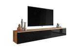 TV stolík MENDES D 180, 180x30x32, dub wotan/čierna lesk + LED -  - 0