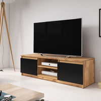 TV stolík BASTE, 120x35,5x38, dub wotan/čierny grafit -  - 0