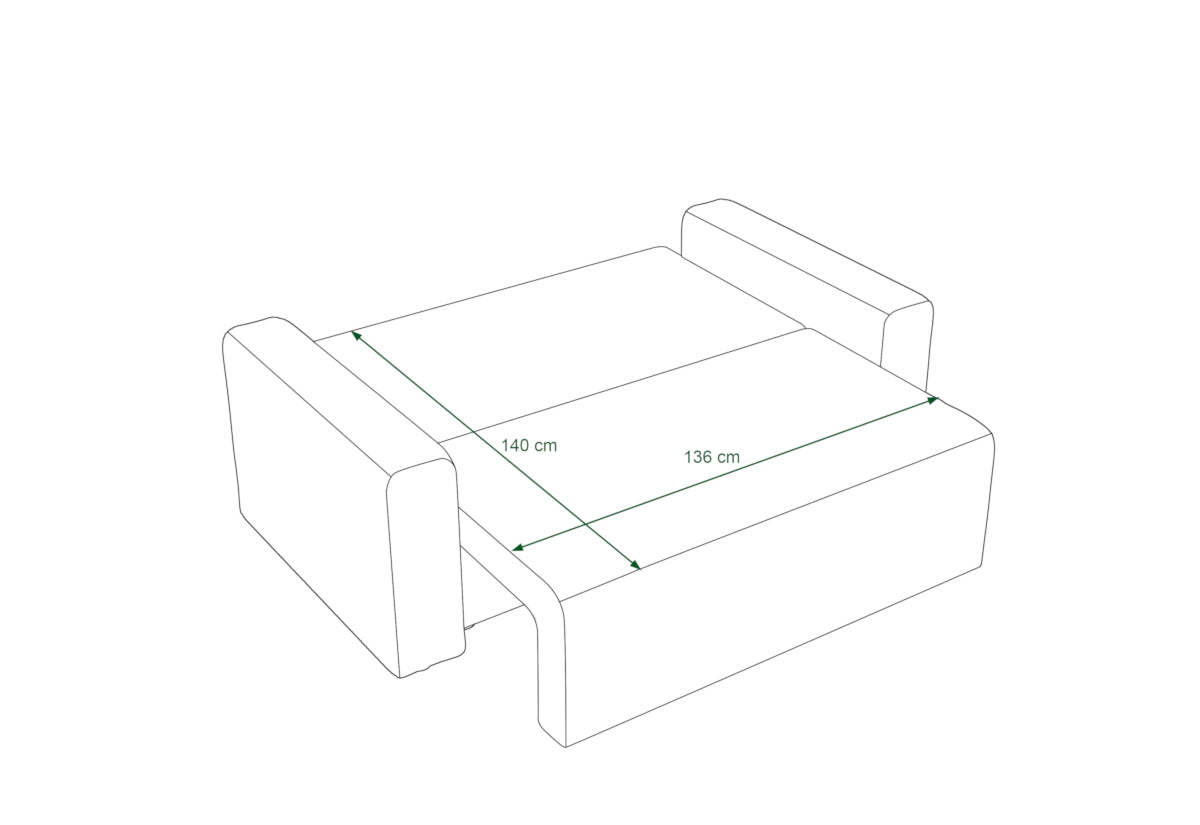 Rozkladacia pohovka RAMI 2 - ROZMEROVKA - 2