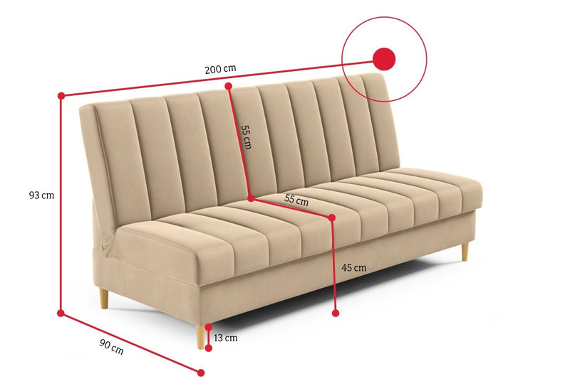 Rozkladacia čalúnená pohovka TYLDA - ROZMEROVKA - 2