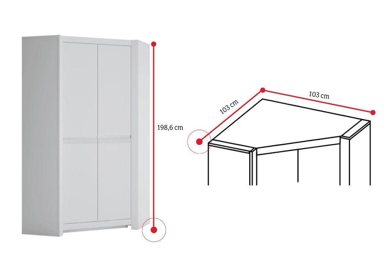 Rohová šatníková skriňa MANOL - ROZMEROVKA - 1