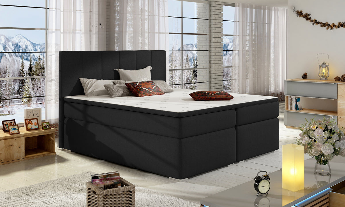 Čalúnená posteľ boxspring ELBA + topper, 180x200, sawana 14 -  - 0