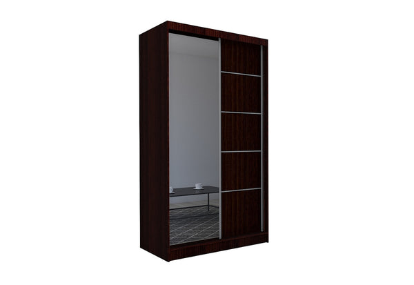 Skriňa s posuvnými dverami a zrkadlom ELVIRA, wenge, 150x216x61 -  - 0