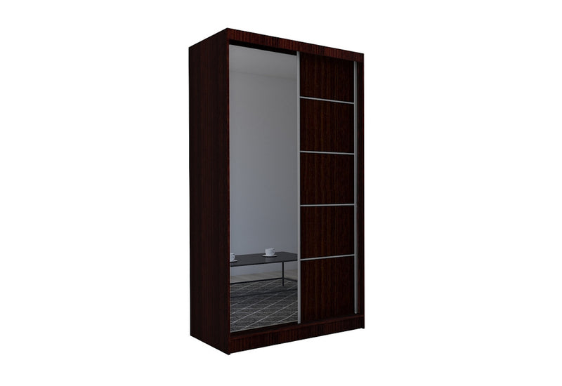 Skriňa s posuvnými dverami a zrkadlom ELVIRA, wenge, 150x216x61 -  - 0