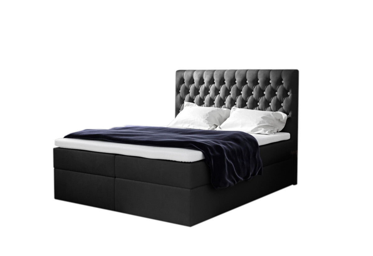 Čalúnená posteľ boxspring TOMIO + topper, 180x200, jasmine 100 -  - 0