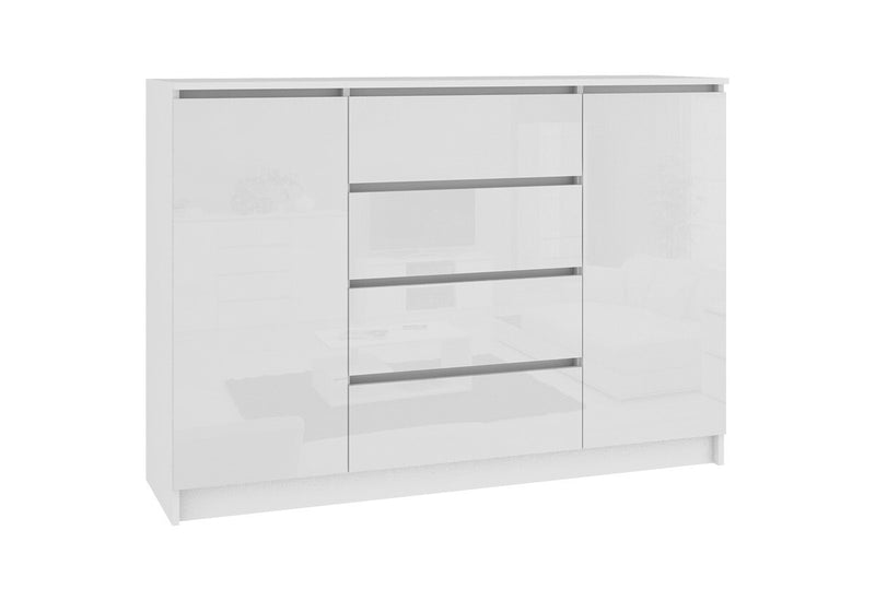 Komoda ARMARIA K140 2D4SZ, 138x99x40, biela/biela lesk -  - 0