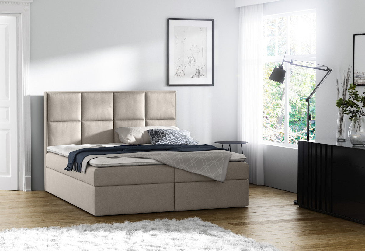 Čalúnená posteľ boxspring WOLF + topper, 120x200, casablanca 2301 -  - 0