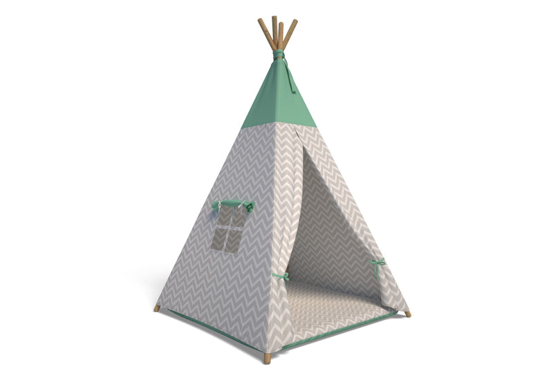 Detský stan TEEPEE, 105x140x105, zelená/vlnka -  - 0