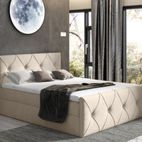 Čalúnená posteľ boxspring DIAMOND LUX + topper, 120x200, mat velvet 08 -  - 0