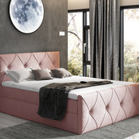 Čalúnená posteľ boxspring DIAMOND LUX + topper, 120x200, mat velvet 63 -  - 0