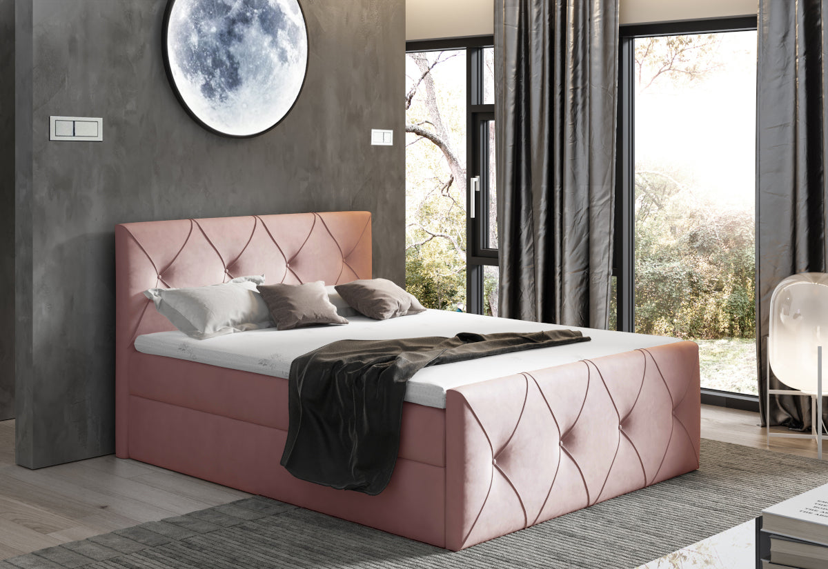 Čalúnená posteľ boxspring DIAMOND LUX + topper, 120x200, mat velvet 63 -  - 0