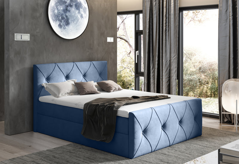 Čalúnená posteľ boxspring DIAMOND LUX + topper, 120x200, mat velvet 74 -  - 0