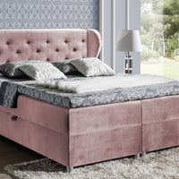 Čalúnená posteľ boxspring DESPASITO + topper, 120x200, riviera 62 -  - 0