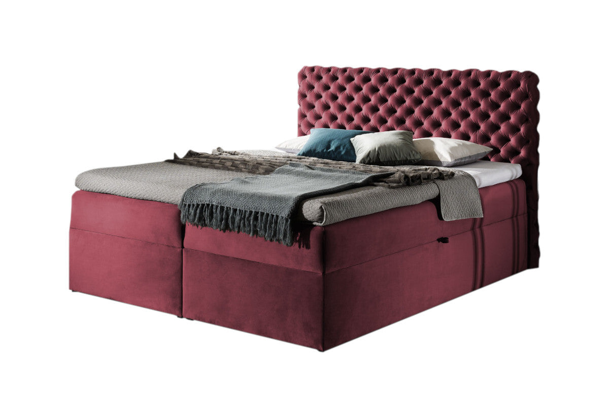 Čalúnená posteľ boxspring MARCH + topper, 120x200, riviera 59 -  - 0