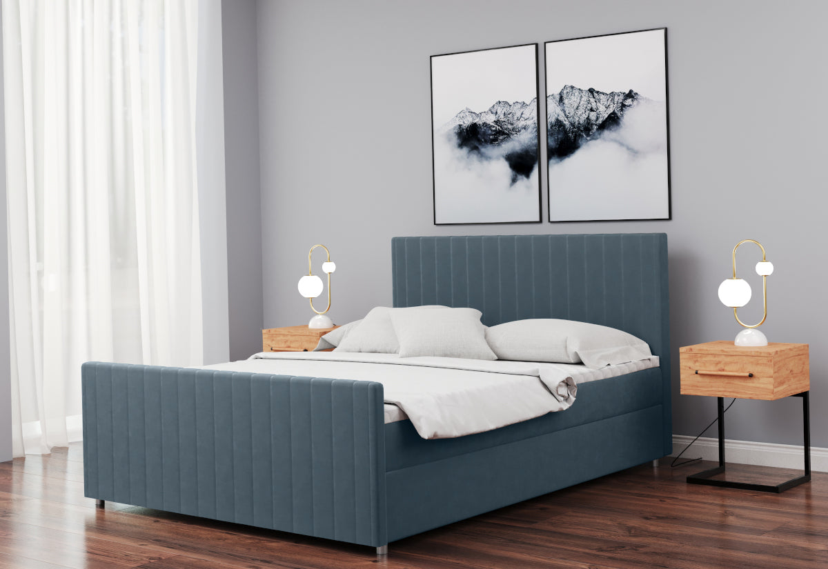 Čalúnená posteľ boxspring SANTINO + topper, 140x200, matt velvet 73 -  - 0