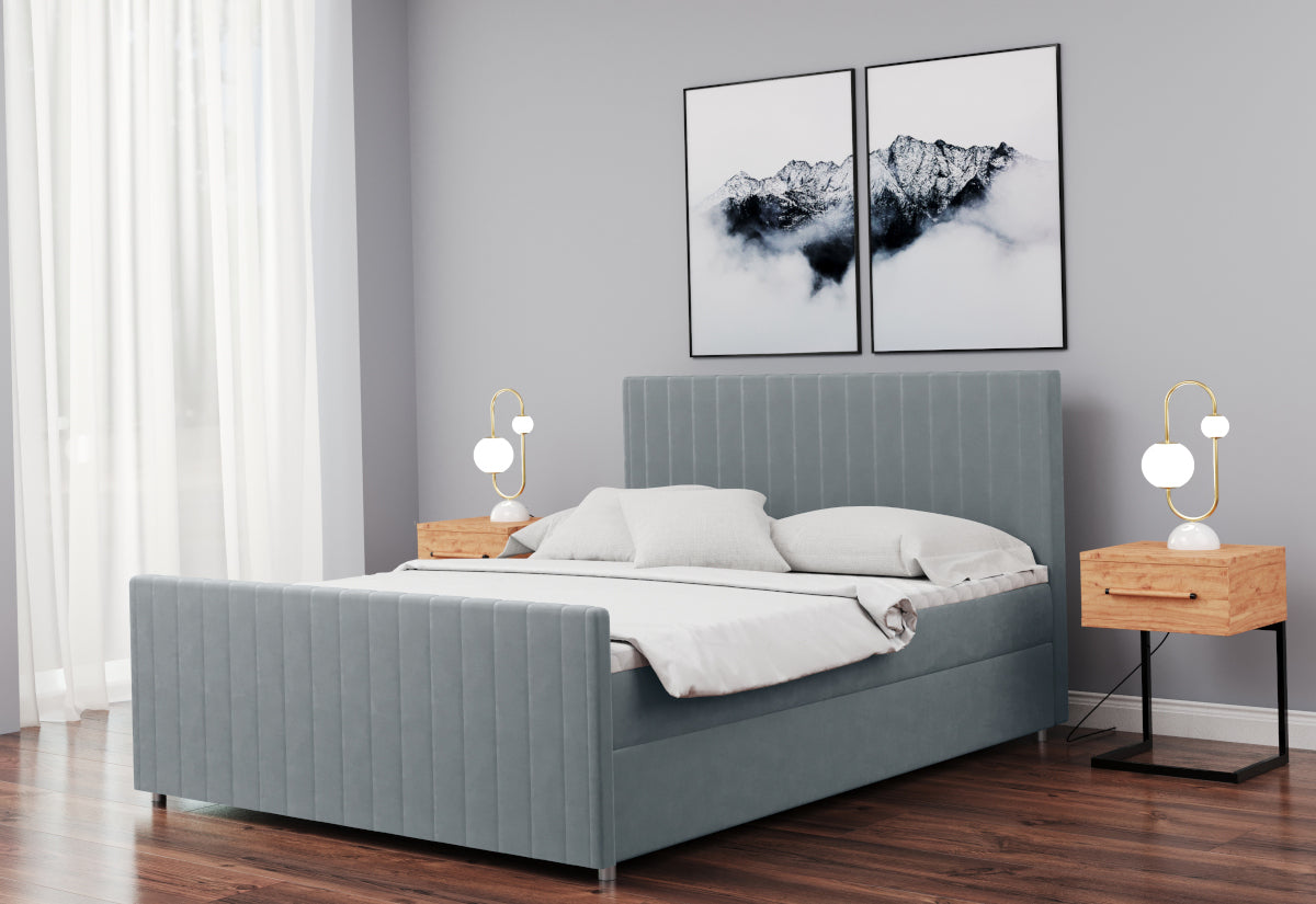 Čalúnená posteľ boxspring SANTINO + topper, 140x200, matt velvet 83 -  - 0