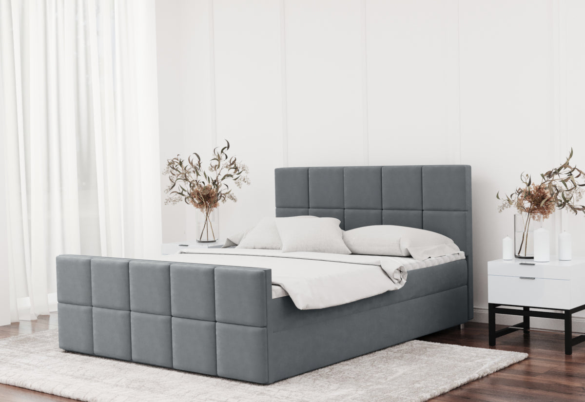 Čalúnená posteľ boxspring HANAMA + topper, 140x200, matt velvet 85 -  - 0