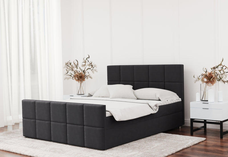 Čalúnená posteľ boxspring HANAMA + topper, 140x200, matt velvet 99 -  - 0