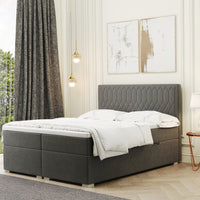 Čalúnená posteľ boxspring MARCHE + topper, 140x200, riviera 91 -  - 0