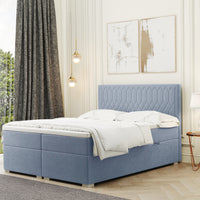 Čalúnená posteľ boxspring MARCHE + topper, 140x200, riviera 80 -  - 0