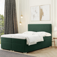 Čalúnená posteľ boxspring MARCHE + topper, 140x200, riviera 38 -  - 0