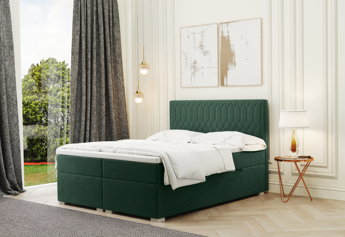 Čalúnená posteľ boxspring MARCHE + topper, 140x200, riviera 38 -  - 0